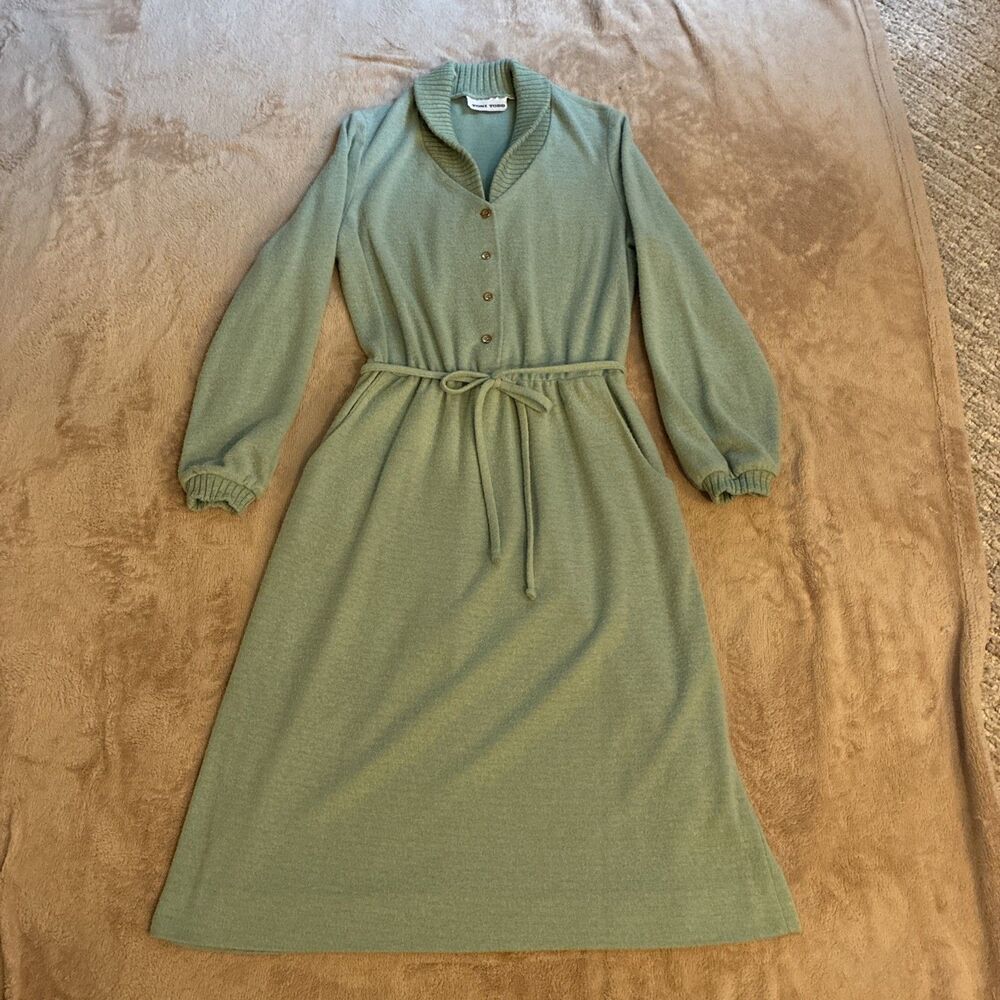 vintage toni todd dress sz M mint green soft pockets
